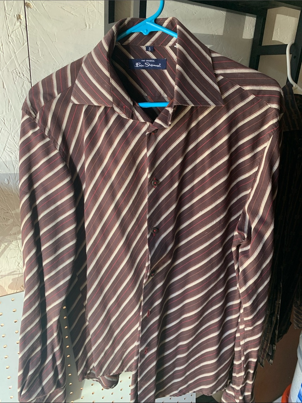 Ben Sherman Brown and Cream Striped Dress Shirt